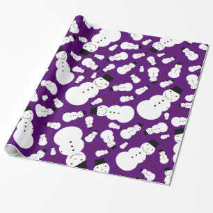 Purpurfärgade snögubbear presentpapper