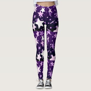 Purpurfärgade stjärnor leggings