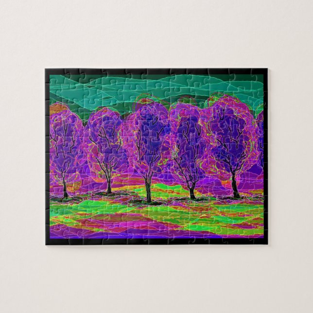 Purpurfärgade träd som lugnar utmaningpussel pussel (Horisontell)