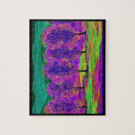 Purpurfärgade träd som lugnar utmaningpussel pussel