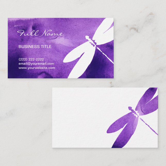 Purpurfärgade vattenfärgsländavisitkortar visitkort (Fram/baksida)