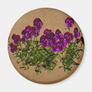 Purpurfärgade Violets på åldrig papper blommigt Magnet