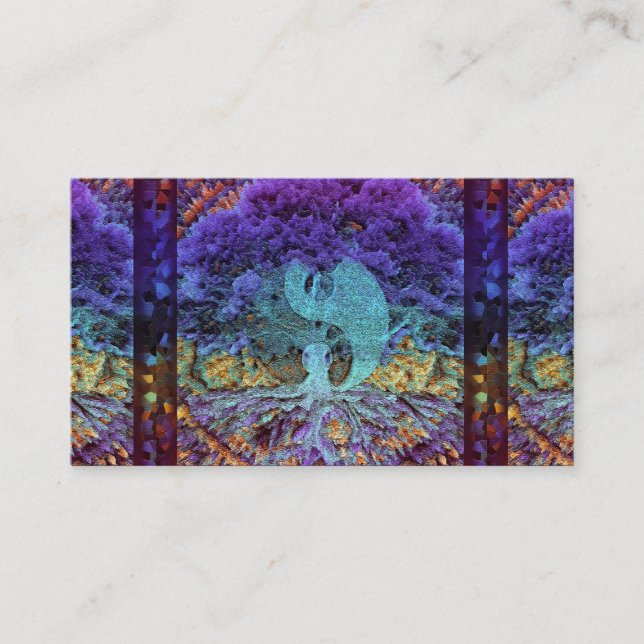 Purpurfärgade Yin Yang med Mandalahjärta Visitkort (Framsida)