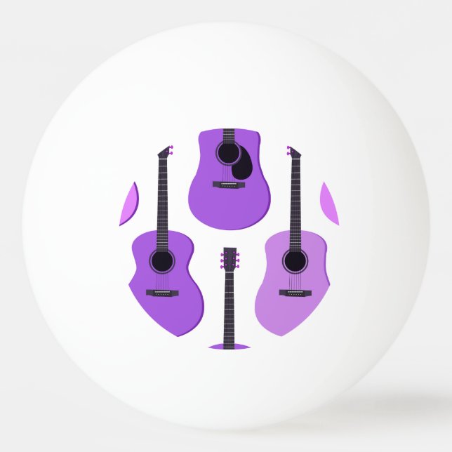 Purpurfärgat akustiskt gitarrmönster pingisboll (Framsidan)