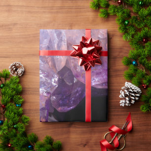 Purpurfärgat amethyst mineraliskt crystal presentpapper