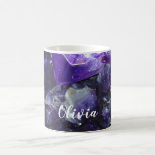 Purpurfärgat amethystpersonlignamn kaffemugg