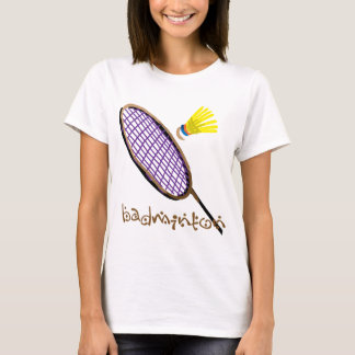 Purpurfärgat badmintonracket t shirt