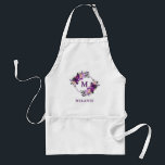 Purpurfärgat blom- förkläde för hårstylist och för<br><div class="desc">Förkläde för Monogram och för namn för hårstylist- och för Makeupkonstnär vattenfärg purpurfärgat ultraviolett blom-</div>