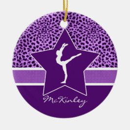 Purpurfärgat Cheetahtryck för gymnastik med Julgransprydnad Keramik