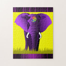 Purpurfärgat elefantpussel pussel