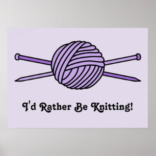 Purpurfärgat garnnystan & stickor poster