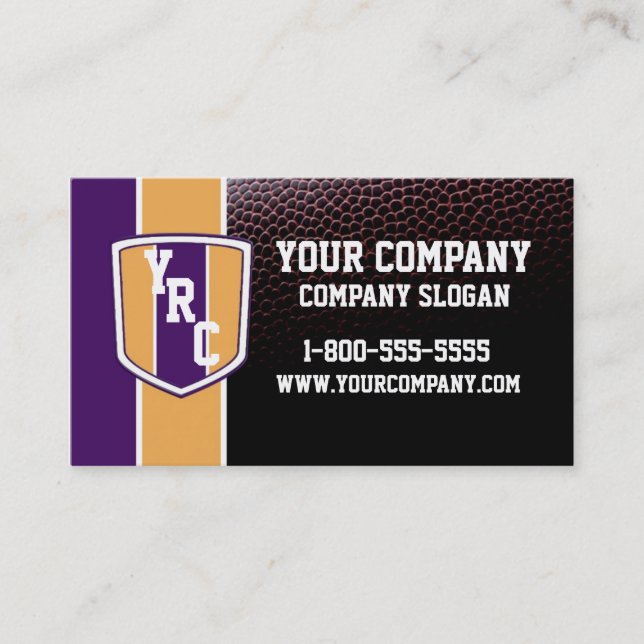 Purpurfärgat & guld- fotbollkort visitkort (Framsida)