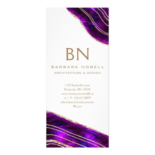 Purpurfärgat guld- glitter AgateGeode för kosmiska Reklamkort (Framsidan)