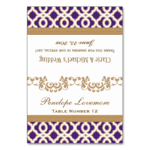 Purpurfärgat guld- marockanskt för DIY Veck-Över Bordsnummer