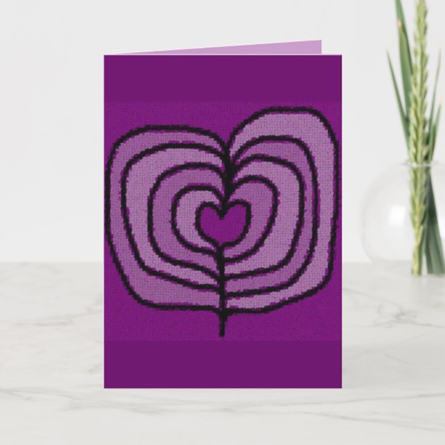 Purpurfärgat hjärtavalentin kort för dag (Framsida)