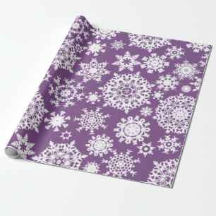 Purpurfärgat julSnowflakemönster som slår in Presentpapper
