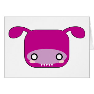 Purpurfärgat Kawaii monster Hälsningskort