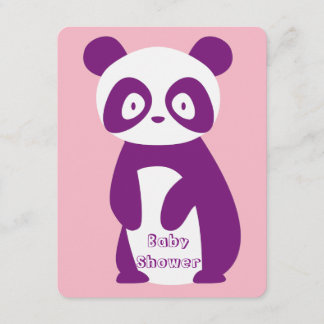 Purpurfärgat kort för Pandababy showerinbjudan