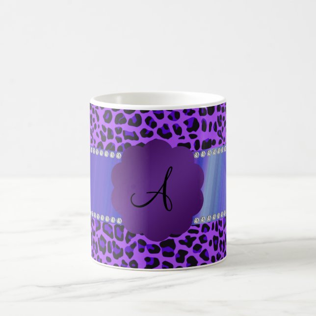Purpurfärgat leopardmönster för Monogram Kaffemugg (Center)
