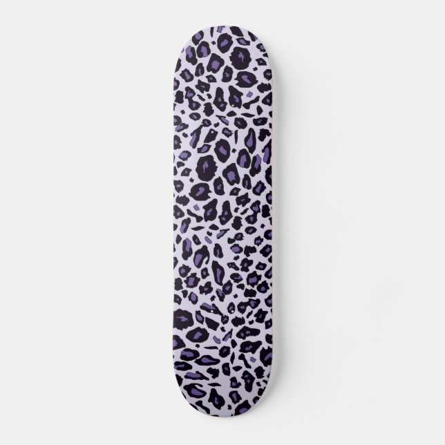 Purpurfärgat leopardtryck mini skateboard bräda 18,7 cm (Framsida)