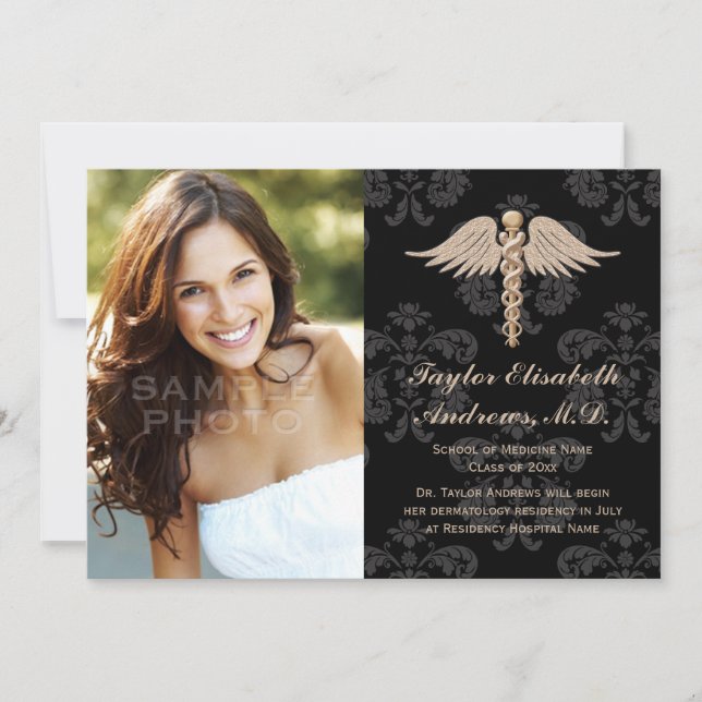 Purpurfärgat medicinsk fakultetstudentenmeddelande inbjudningar (Framsida)