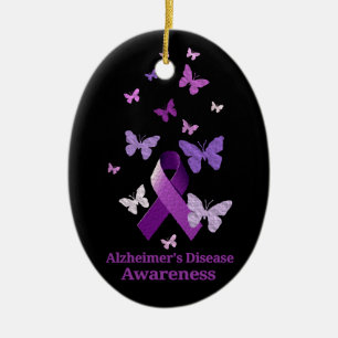 Purpurfärgat medvetenhetband: Alzheimers sjukdom Julgransprydnad Keramik