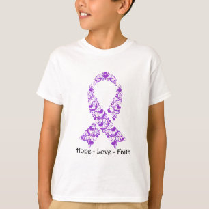 Purpurfärgat medvetenhetband för hopp tee shirt