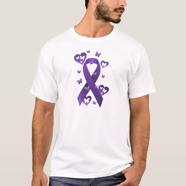 Purpurfärgat medvetenhetband tee shirt (Framsida)