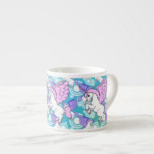 Purpurfärgat och rosa Unicornmönster Espressomugg
