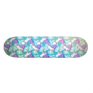 Purpurfärgat och rosa Unicornmönster Old School Skateboard Bräda 18 Cm