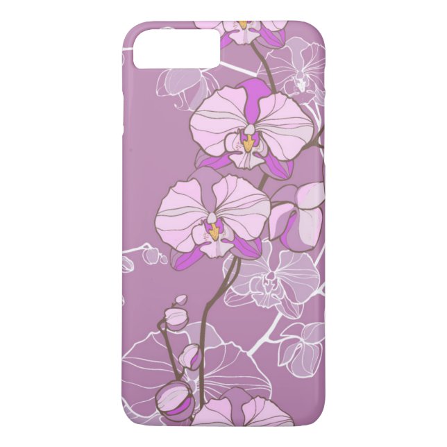 Purpurfärgat Orchidmönster Case-Mate iPhone Skal (Baksida)