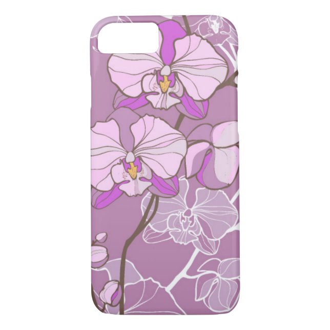 Purpurfärgat Orchidmönster Case-Mate iPhone Skal (Baksida)