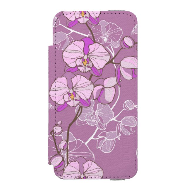 Purpurfärgat Orchidmönster Incipio iPhone Wallet Skal (Folio Framsidan)