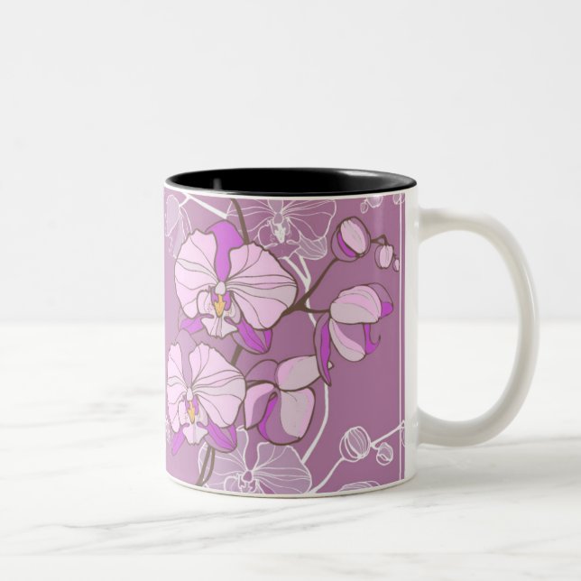 Purpurfärgat Orchidmönster Två-Tonad Mugg (Höger)