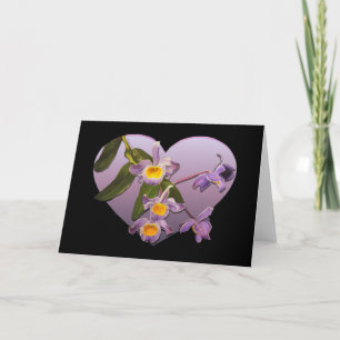 Purpurfärgat Orchidsvalentin kort för dag