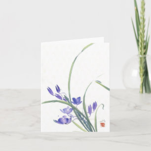 Purpurfärgat Orchidvattenfärgkort Kort