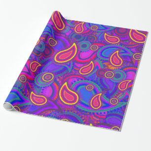 Purpurfärgat Paisley mönster Presentpapper