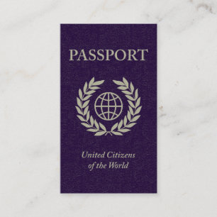 purpurfärgat pass visitkort