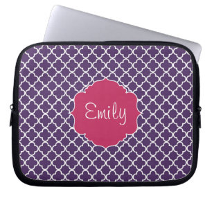Purpurfärgat Quatrefoil mönster Laptop Fodral