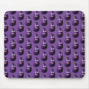 Purpurfärgat roligt tecknadauberginemönster musmatta