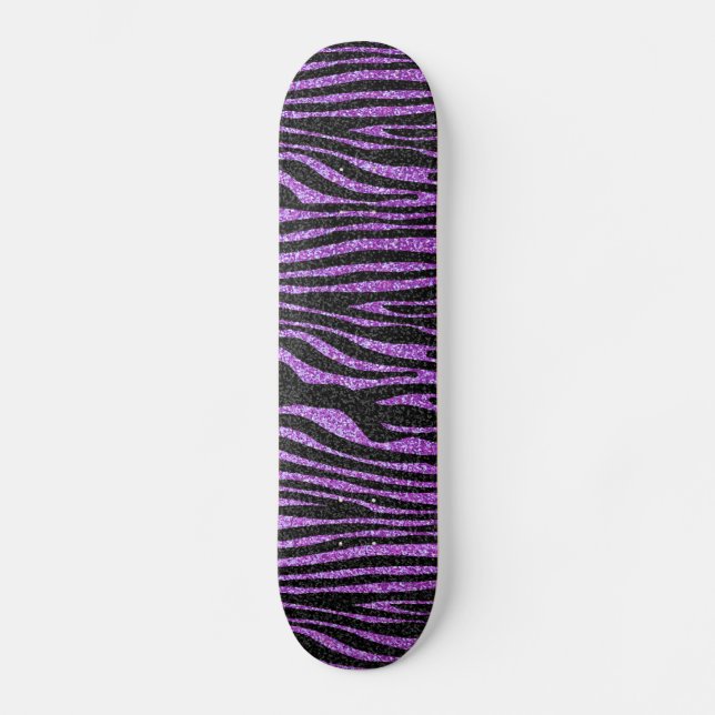 Purpurfärgat sebrarandmönster (fauxglitter som skateboard bräda 20 cm (Framsida)