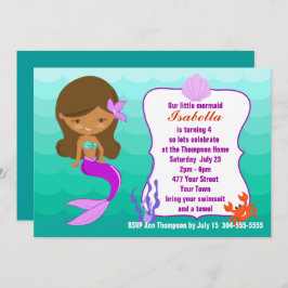 Purpurfärgat sjöjungfrubassängparty inbjudningar