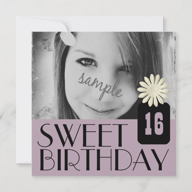 Purpurfärgat sött sextonde party för landflickor inbjudningar (Framsida)