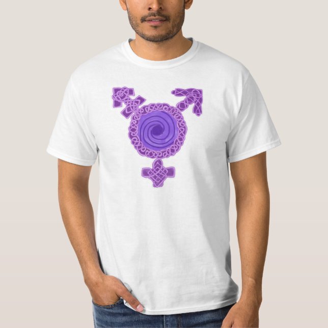 Purpurfärgat symbol för CelticKnotwork Transgender Tee Shirt (Framsida)