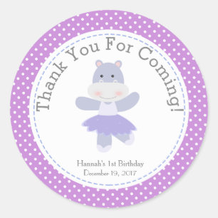 Purpurfärgat tack för runt klistermärke