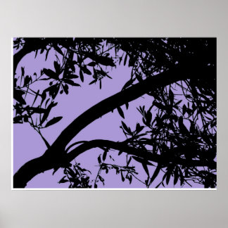 Purpurfärgat trädgrentryck poster