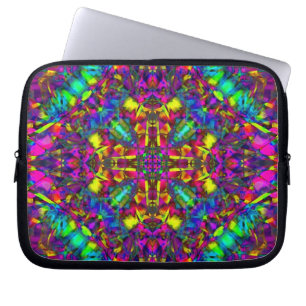 Purpurfärgat turkos- och gultMandalamönster Laptop Fodral