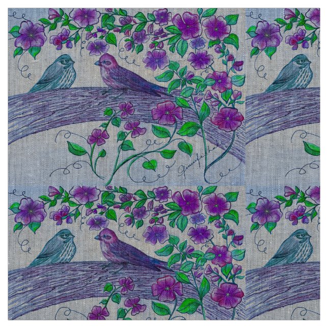 Purpurfinkar Tyg (Provkarta)