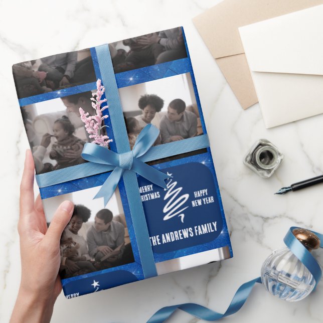 Purpurina geométrico azul de foto known de navi presentpapper (Gifting)