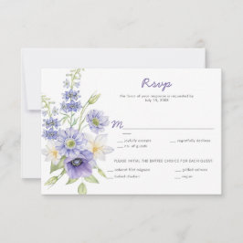 Purpurprästkragar, anemone, rosor RSVP OSA Kort